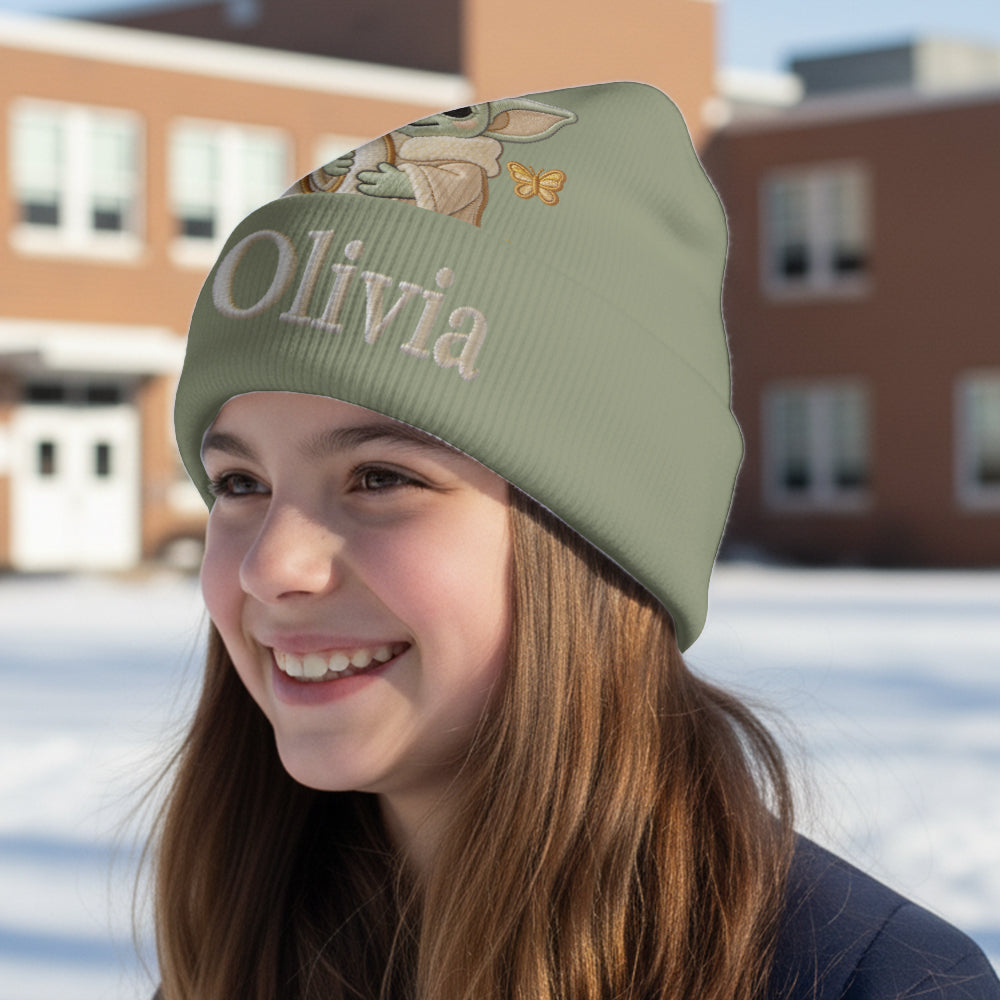 Initial Green Baby - Personalized The Force Beanie Hat