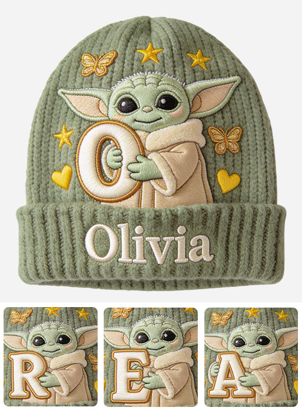 Initial Green Baby - Personalized The Force Beanie Hat