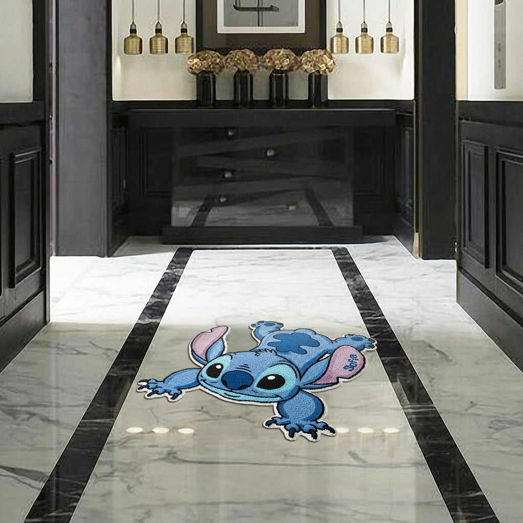 Cute Monster - Personalized Ohana Shaped Doormat/ Rug