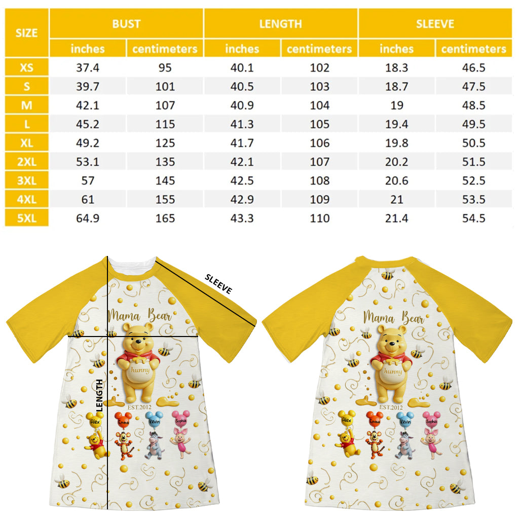Mama Bear - Personalized Mouse Sleep T-shirt Dress