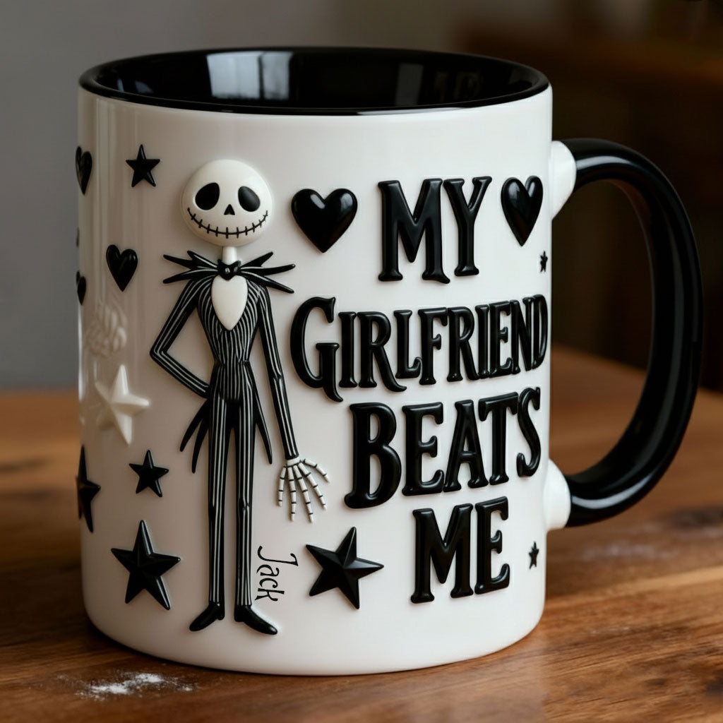 My Girlfriend Beats Me Nightmare - Personalized Nightmare Accent Mug & Coaster