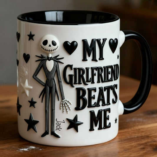 My Girlfriend Beats Me Nightmare - Personalized Nightmare Accent Mug & Coaster