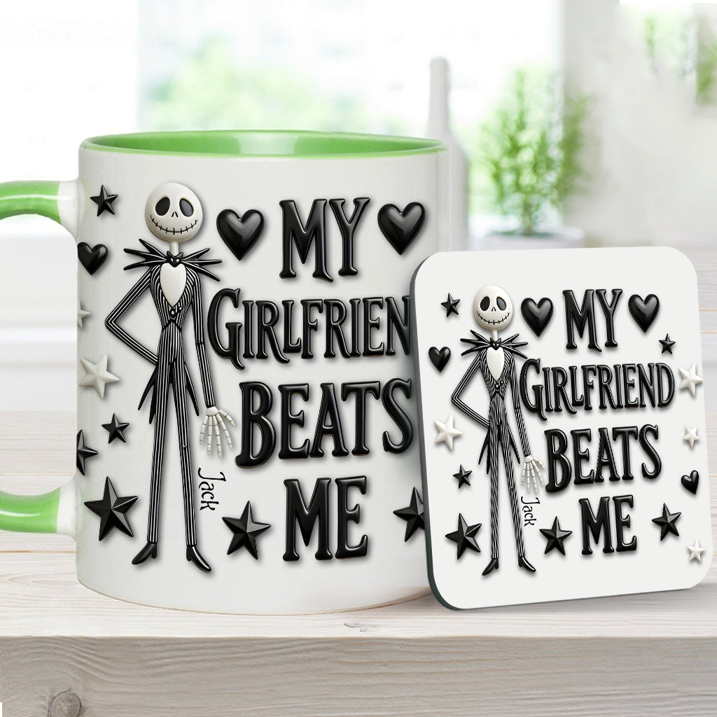 My Girlfriend Beats Me Nightmare - Personalized Nightmare Accent Mug & Coaster