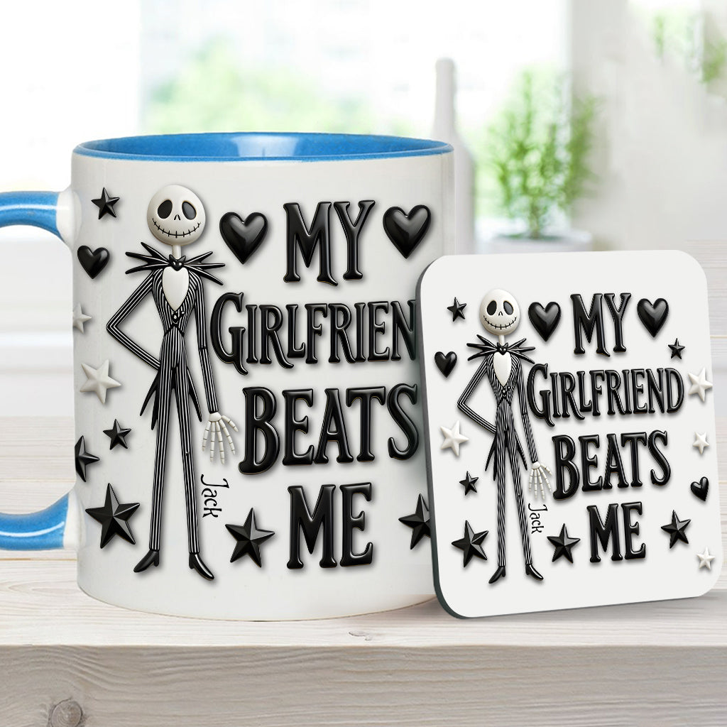 My Girlfriend Beats Me Nightmare - Personalized Nightmare Accent Mug & Coaster