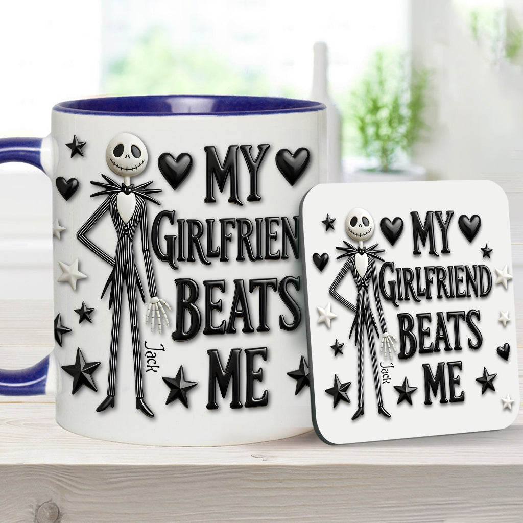 My Girlfriend Beats Me Nightmare - Personalized Nightmare Accent Mug & Coaster