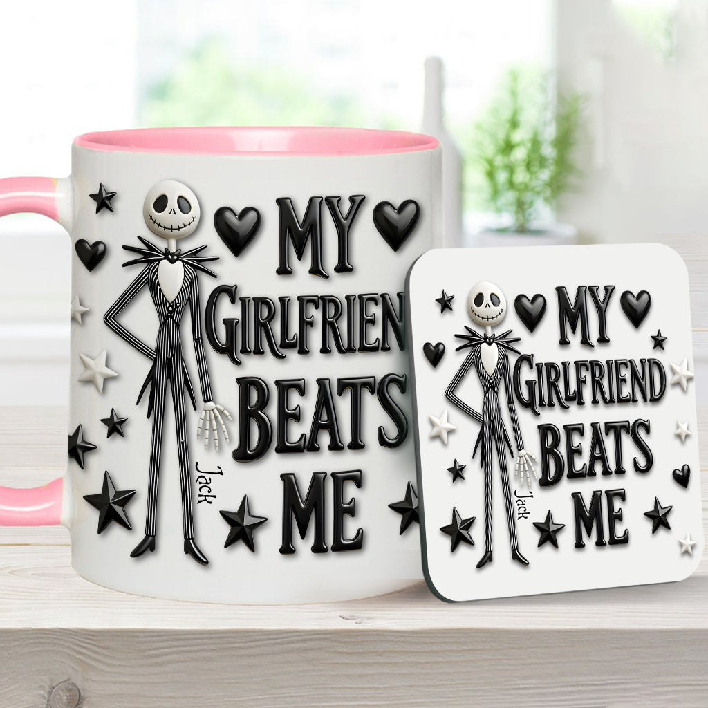 My Girlfriend Beats Me Nightmare - Personalized Nightmare Accent Mug & Coaster