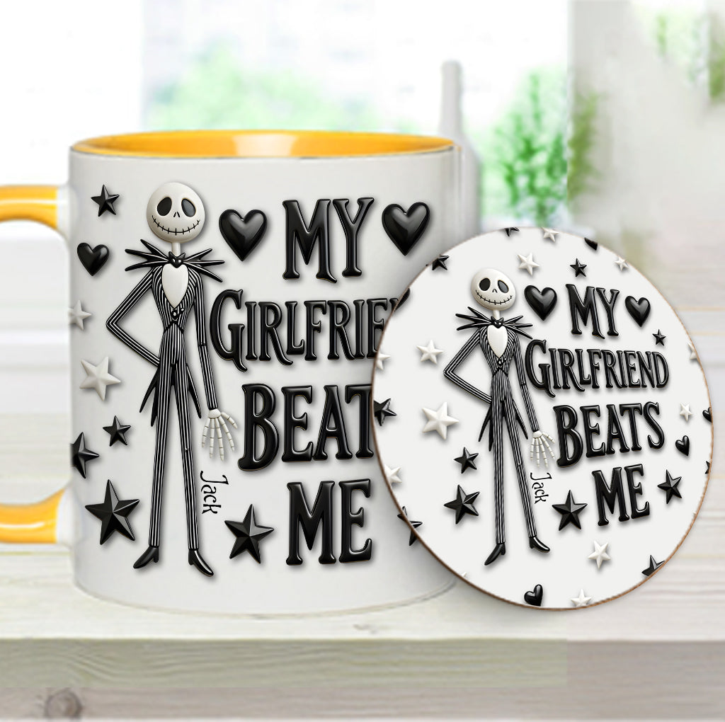 My Girlfriend Beats Me Nightmare - Personalized Nightmare Accent Mug & Coaster