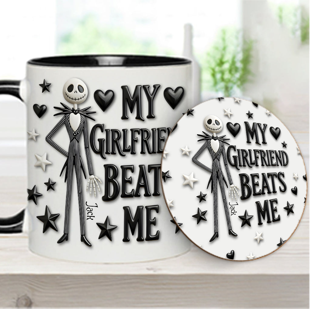 My Girlfriend Beats Me Nightmare - Personalized Nightmare Accent Mug & Coaster