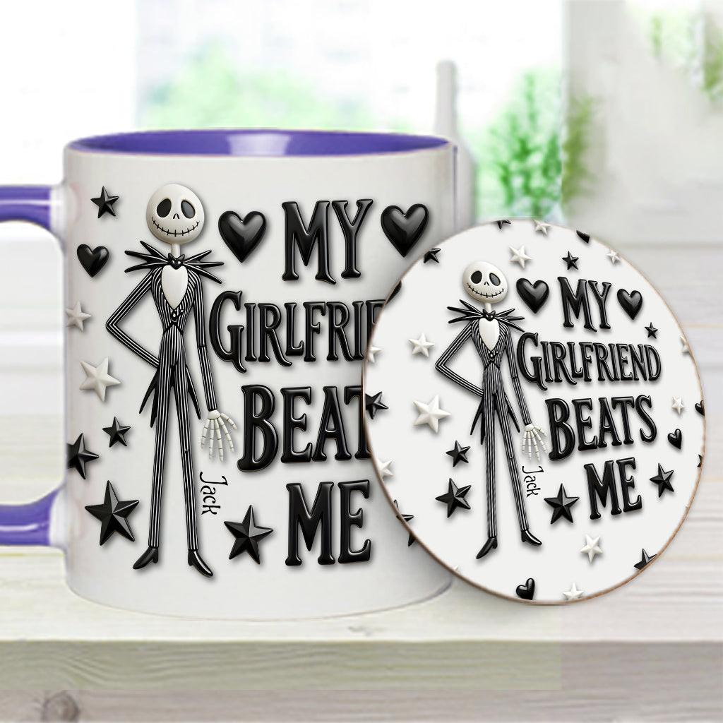 My Girlfriend Beats Me Nightmare - Personalized Nightmare Accent Mug & Coaster