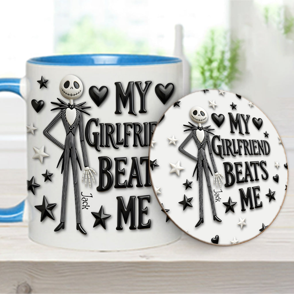 My Girlfriend Beats Me Nightmare - Personalized Nightmare Accent Mug & Coaster