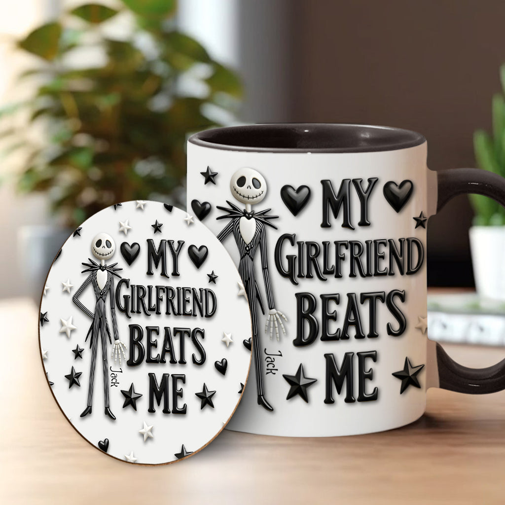 My Girlfriend Beats Me Nightmare - Personalized Nightmare Accent Mug & Coaster