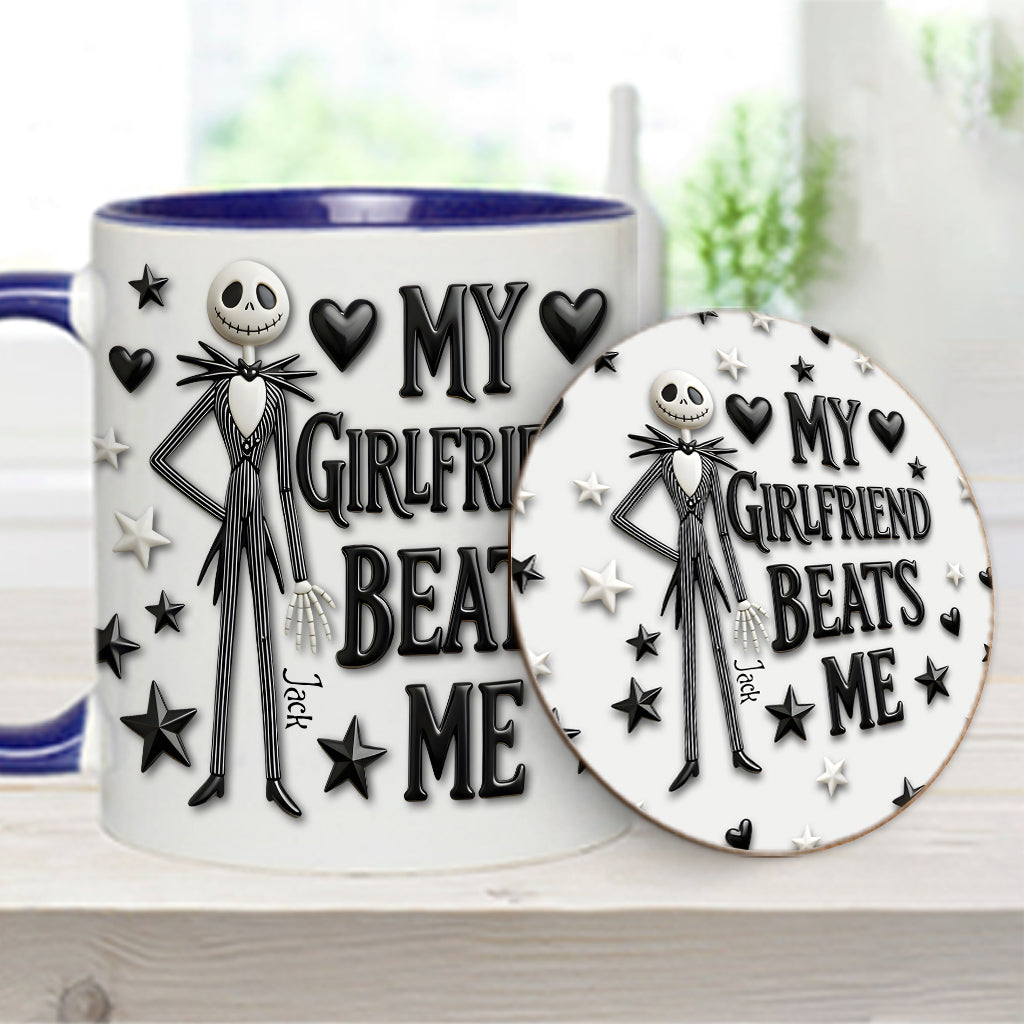 My Girlfriend Beats Me Nightmare - Personalized Nightmare Accent Mug & Coaster