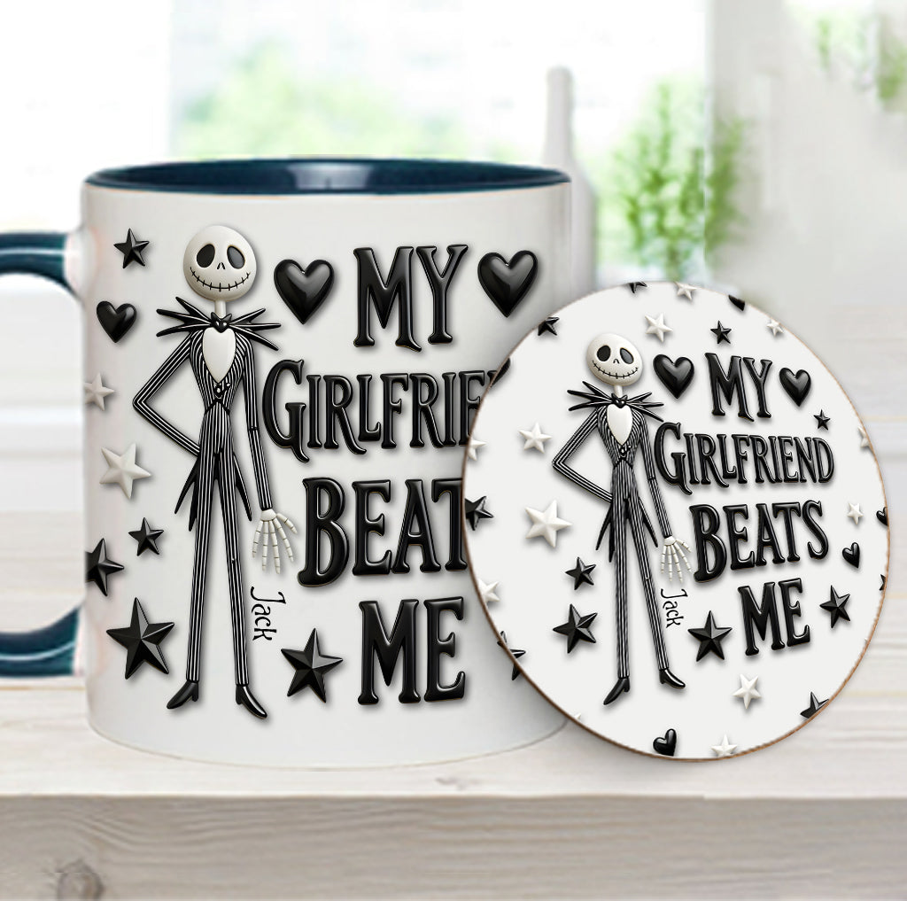 My Girlfriend Beats Me Nightmare - Personalized Nightmare Accent Mug & Coaster