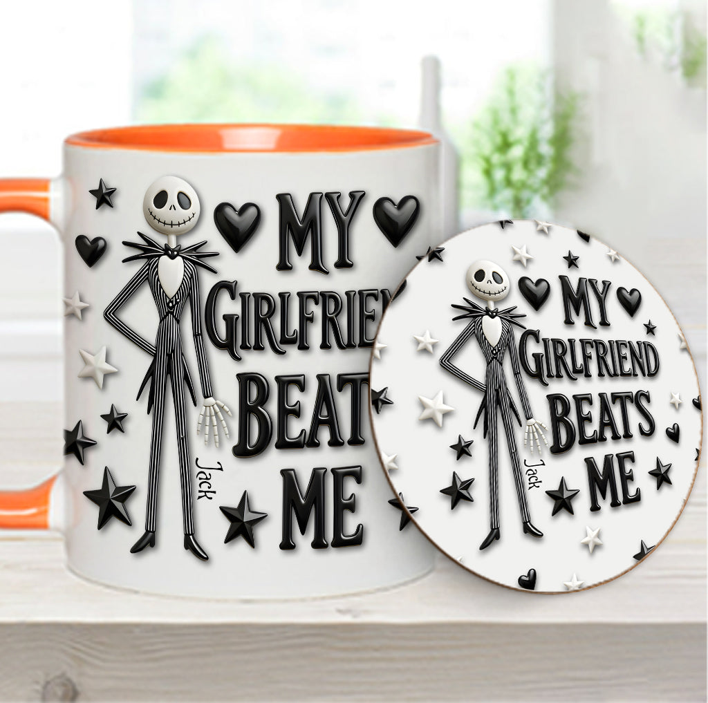 My Girlfriend Beats Me Nightmare - Personalized Nightmare Accent Mug & Coaster