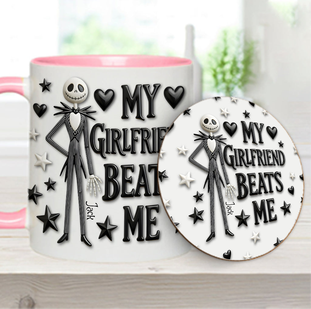 My Girlfriend Beats Me Nightmare - Personalized Nightmare Accent Mug & Coaster