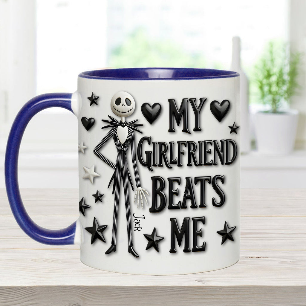My Girlfriend Beats Me Nightmare - Personalized Nightmare Accent Mug & Coaster
