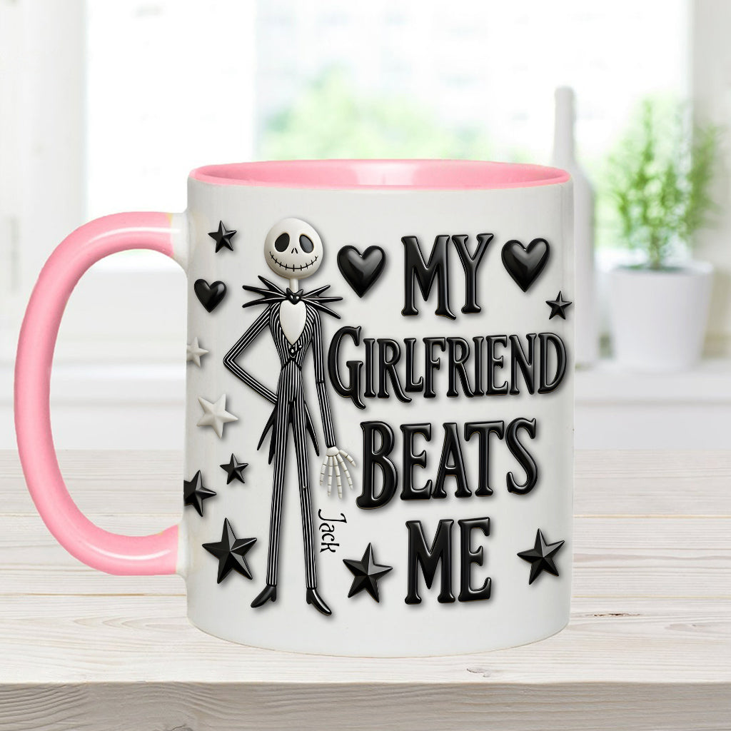 My Girlfriend Beats Me Nightmare - Personalized Nightmare Accent Mug & Coaster