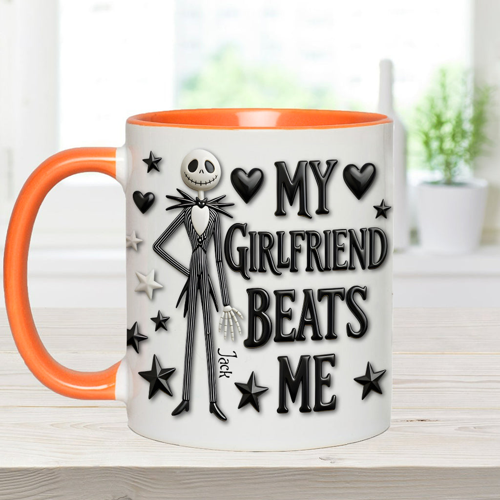 My Girlfriend Beats Me Nightmare - Personalized Nightmare Accent Mug & Coaster