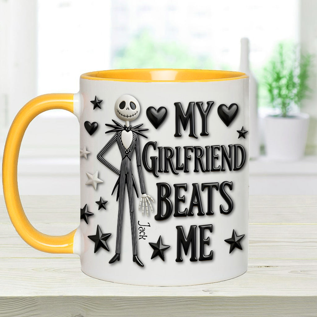 My Girlfriend Beats Me Nightmare - Personalized Nightmare Accent Mug & Coaster