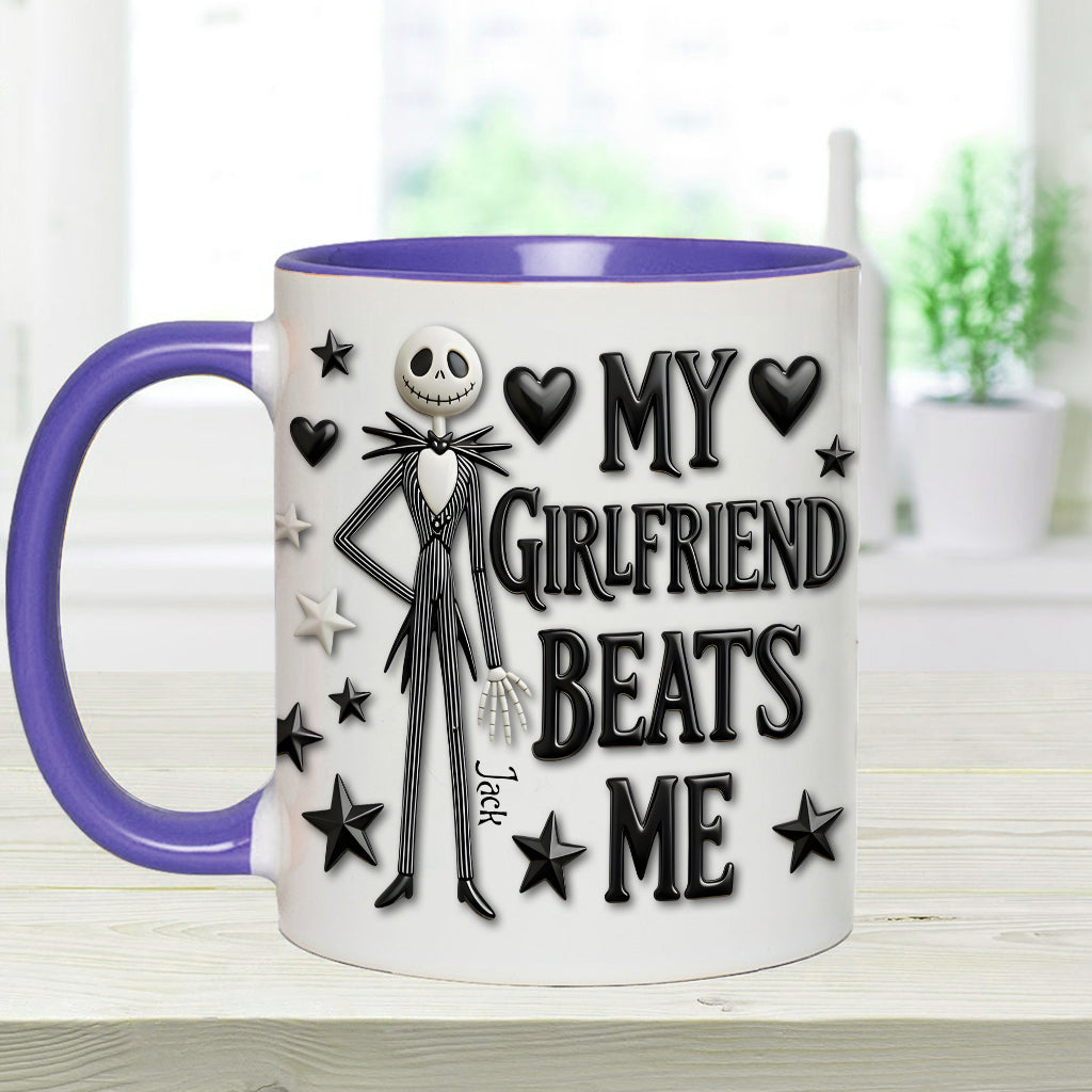 My Girlfriend Beats Me Nightmare - Personalized Nightmare Accent Mug & Coaster