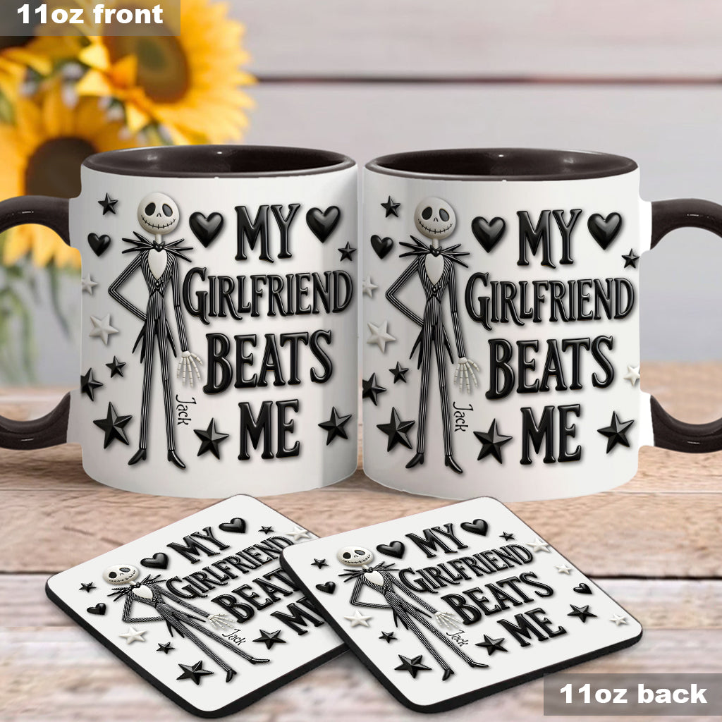 My Girlfriend Beats Me Nightmare - Personalized Nightmare Accent Mug & Coaster