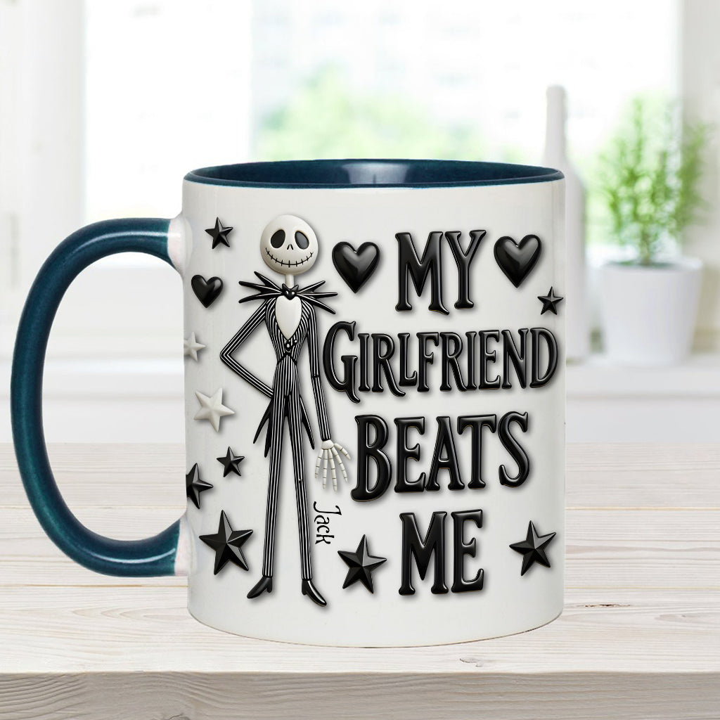 My Girlfriend Beats Me Nightmare - Personalized Nightmare Accent Mug & Coaster