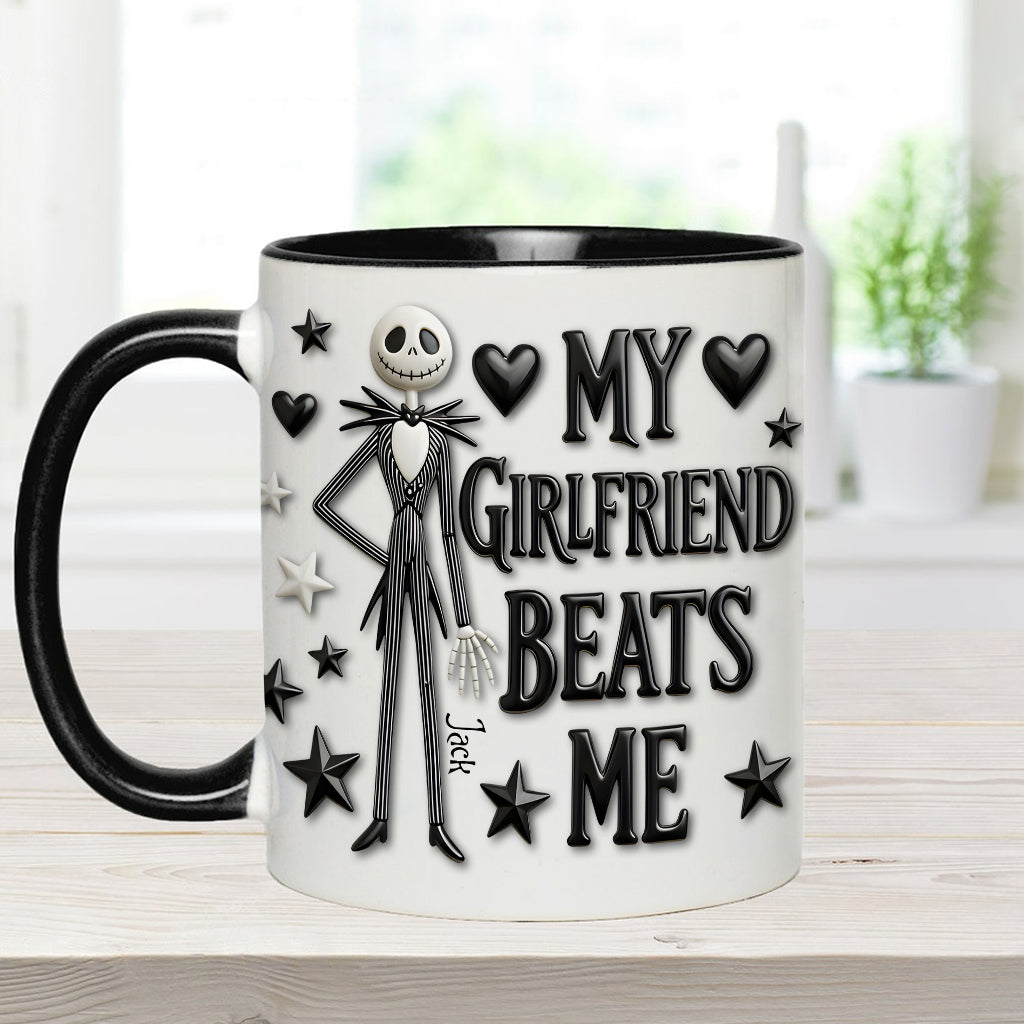 My Girlfriend Beats Me Nightmare - Personalized Nightmare Accent Mug & Coaster