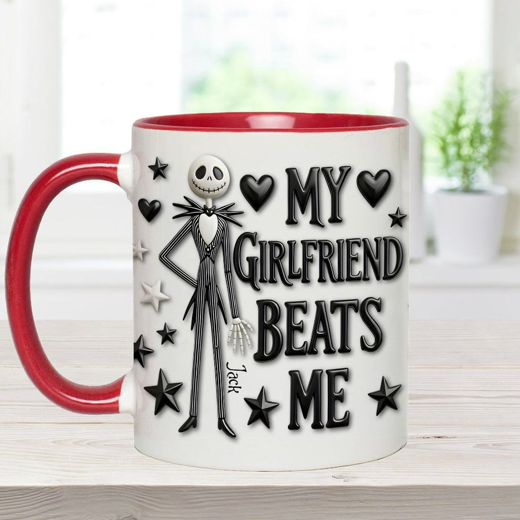 My Girlfriend Beats Me Nightmare - Personalized Nightmare Accent Mug & Coaster