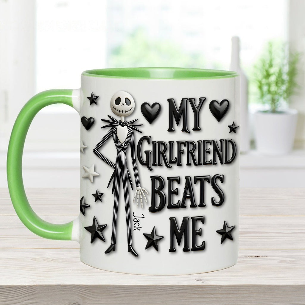My Girlfriend Beats Me Nightmare - Personalized Nightmare Accent Mug & Coaster