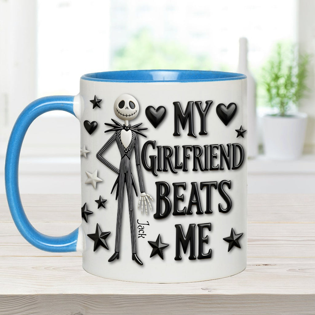 My Girlfriend Beats Me Nightmare - Personalized Nightmare Accent Mug & Coaster