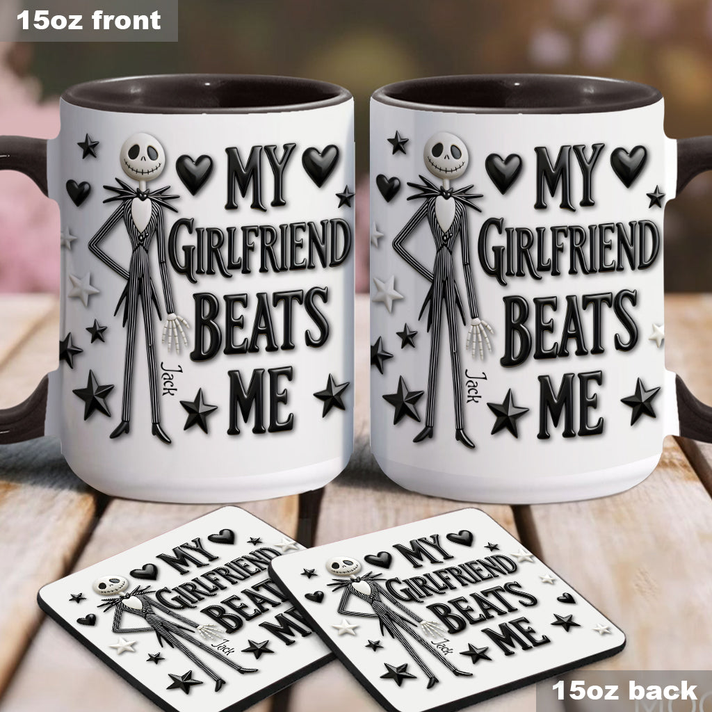 My Girlfriend Beats Me Nightmare - Personalized Nightmare Accent Mug & Coaster
