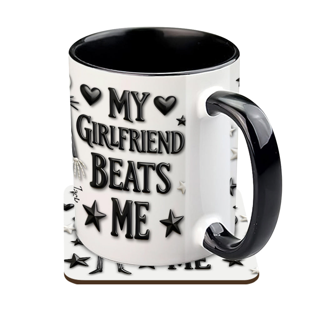 My Girlfriend Beats Me Nightmare - Personalized Nightmare Accent Mug & Coaster