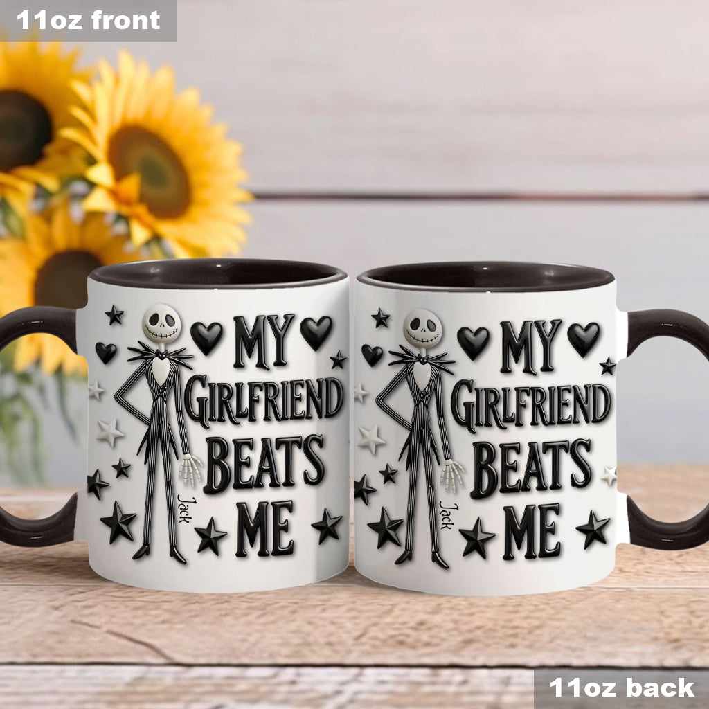 My Girlfriend Beats Me Nightmare - Personalized Nightmare Accent Mug & Coaster