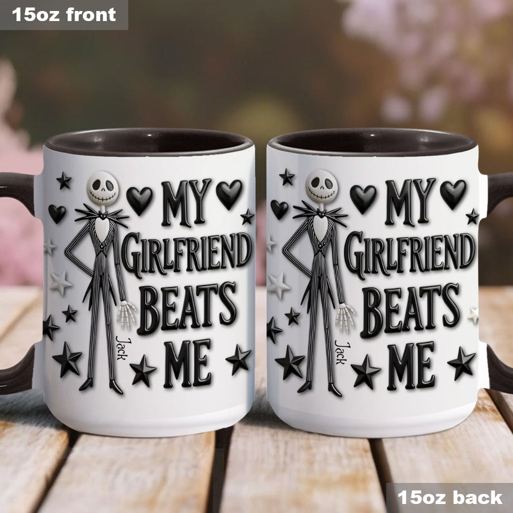 My Girlfriend Beats Me Nightmare - Personalized Nightmare Accent Mug & Coaster