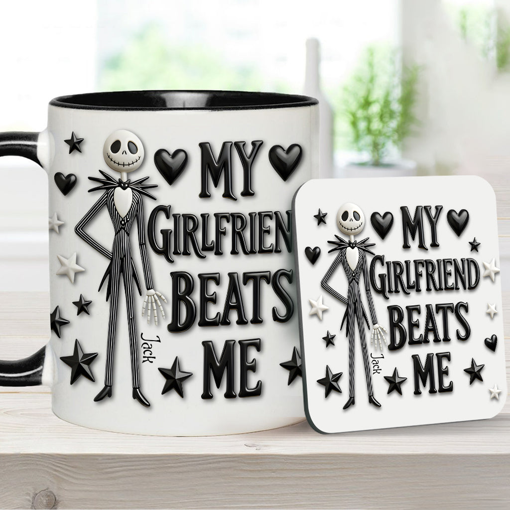My Girlfriend Beats Me Nightmare - Personalized Nightmare Accent Mug & Coaster