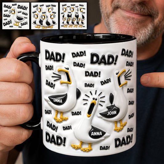 Funny Seagull Gift For Dad - Personalized Father Accent Mug & Coaster