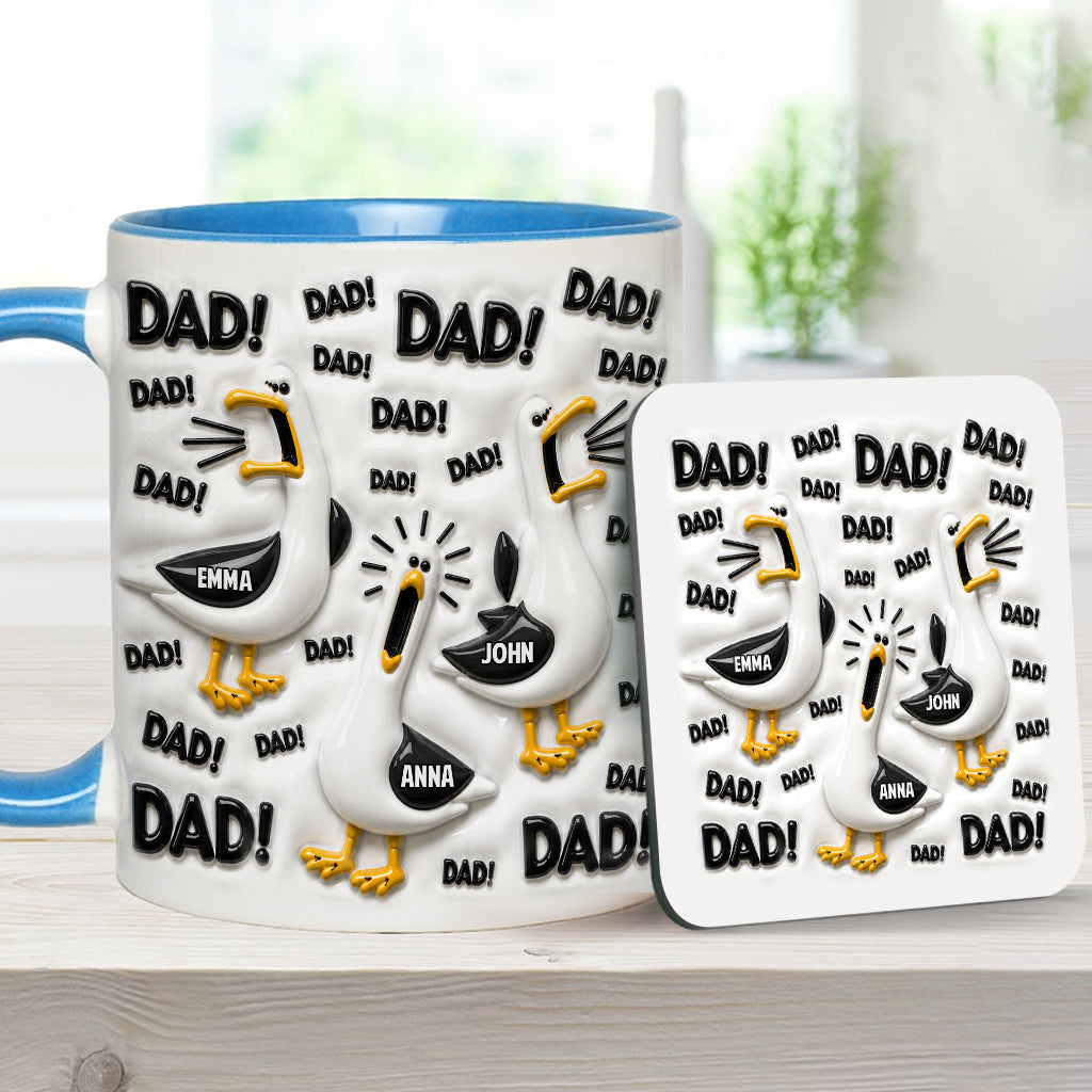 Funny Seagull Gift For Dad - Personalized Father Accent Mug & Coaster