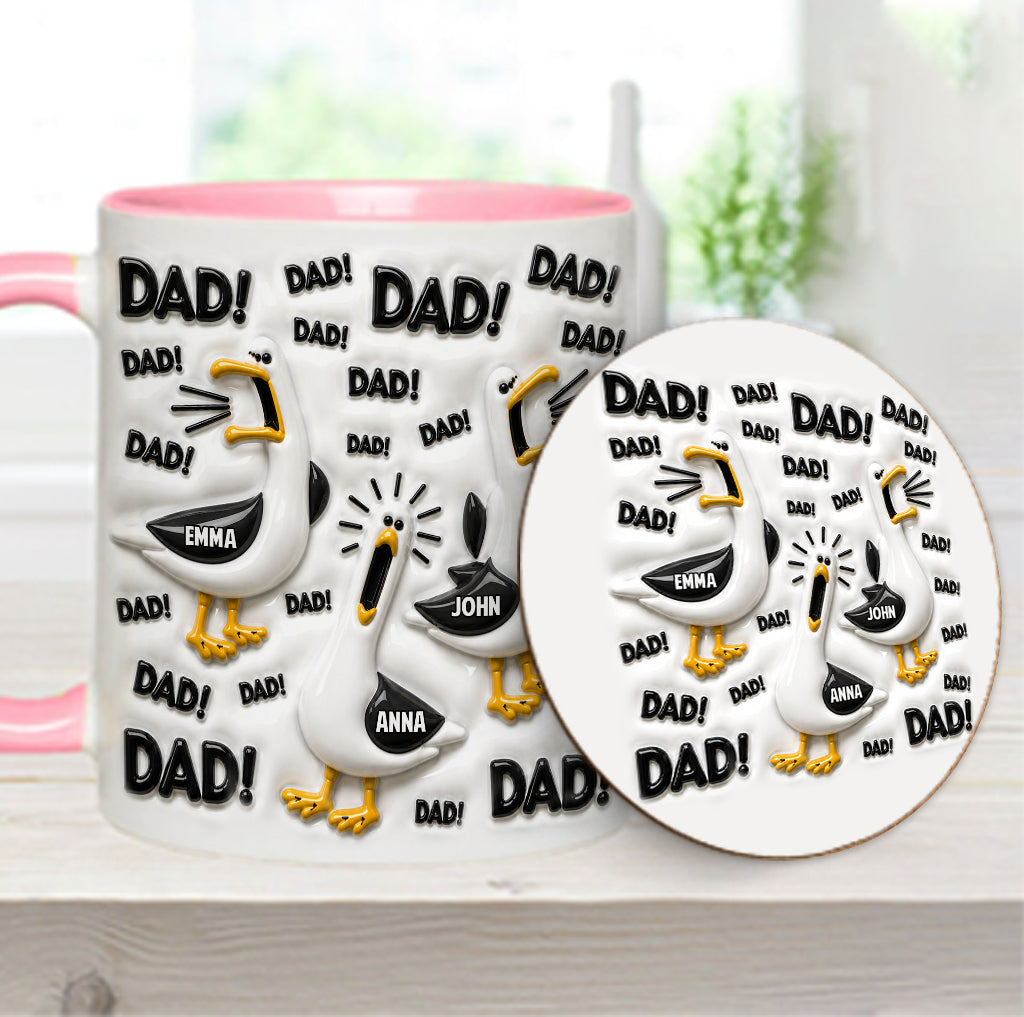 Funny Seagull Gift For Dad - Personalized Father Accent Mug & Coaster