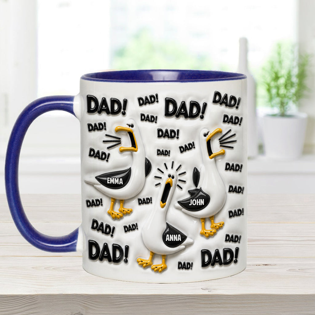 Funny Seagull Gift For Dad - Personalized Father Accent Mug & Coaster