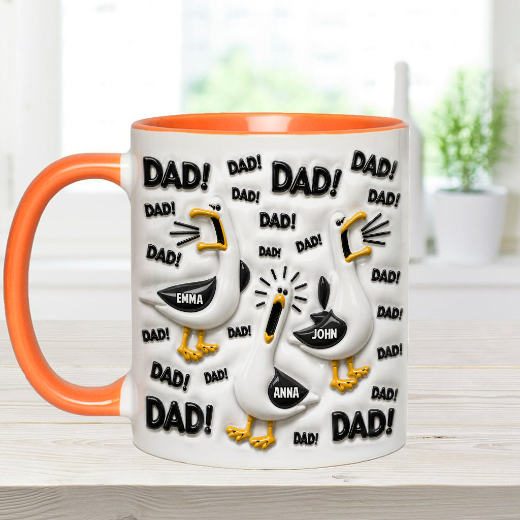 Funny Seagull Gift For Dad - Personalized Father Accent Mug & Coaster