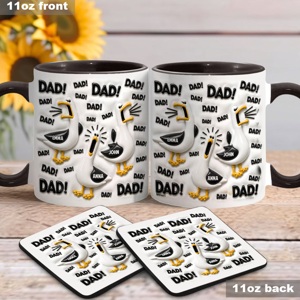Funny Seagull Gift For Dad - Personalized Father Accent Mug & Coaster
