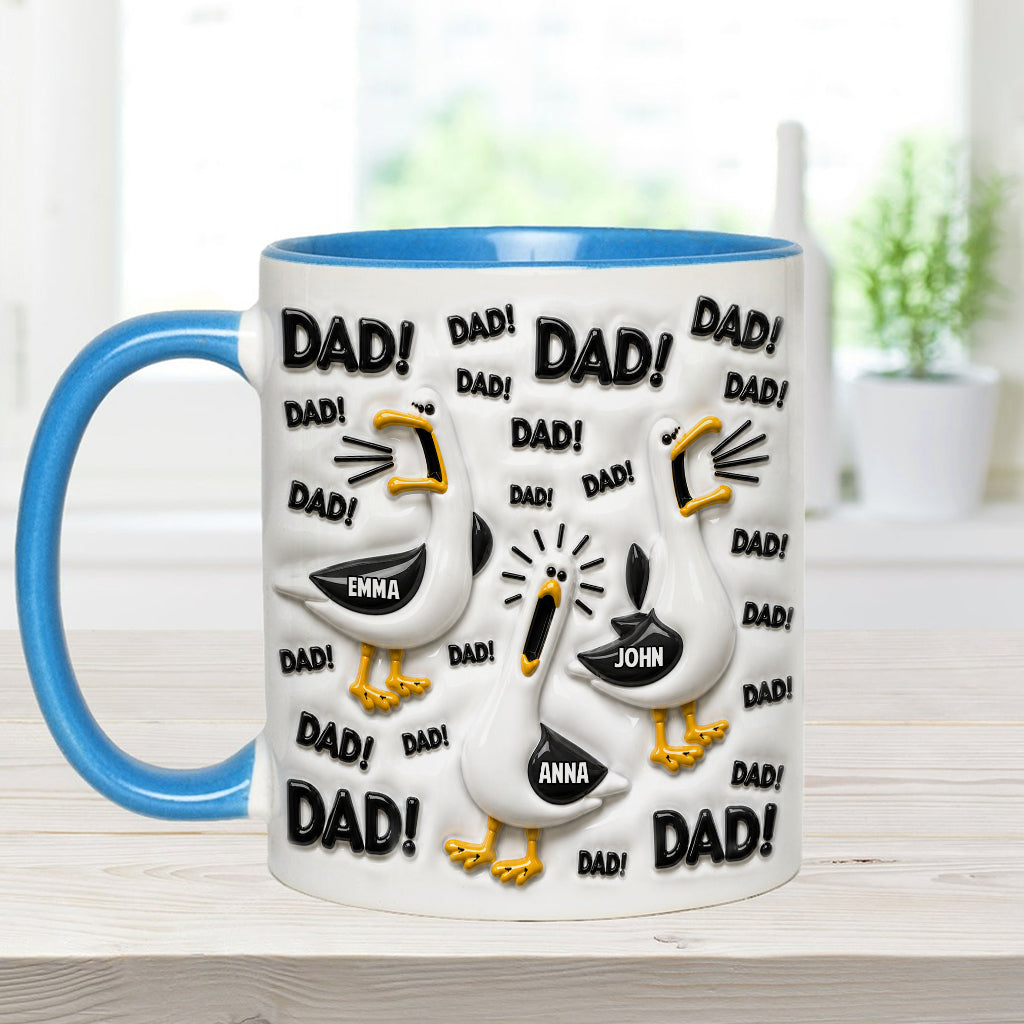 Funny Seagull Gift For Dad - Personalized Father Accent Mug & Coaster