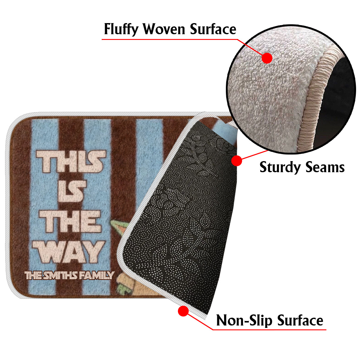 This Is The Way Retro Stripes - Personalized The Force Non-Slip Tufted Rug