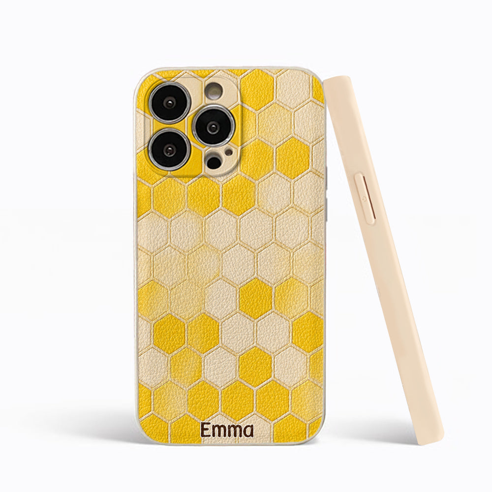 Winnie Friends Leather Case & Dangling Charm - Personalized Yellow Bear 3D Embossed Leather Phone Case