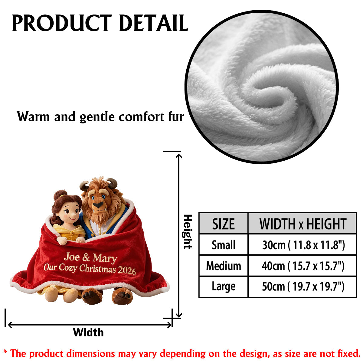 Couple Cozy Christmas - Personalized Beauty And The Beast Premium Faux Fur Pillow