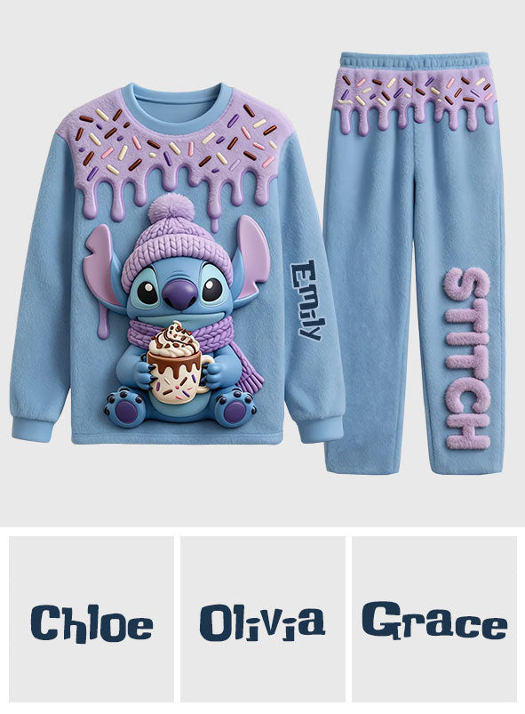 Cute Blue Monster - Personalized Ohana Fleece Lounge Set