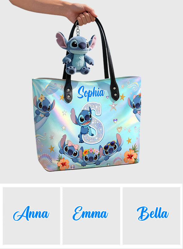 Hello Summer - Personalized Ohana Leather Bag With Plush Charm