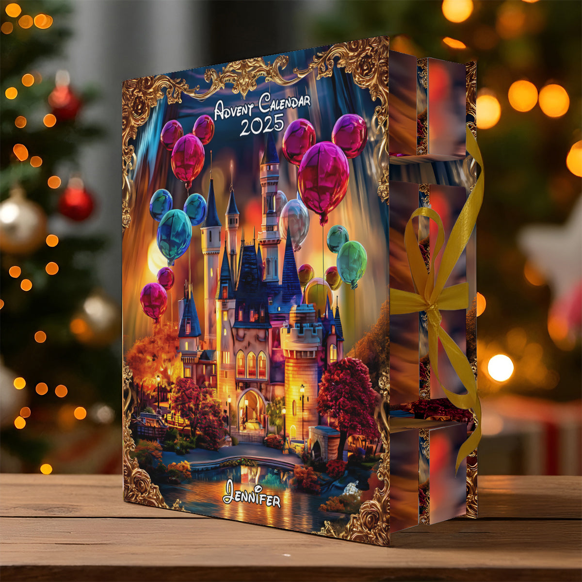 Magical Castle - Personalized Mouse Folded Advent Calendar With Ornaments