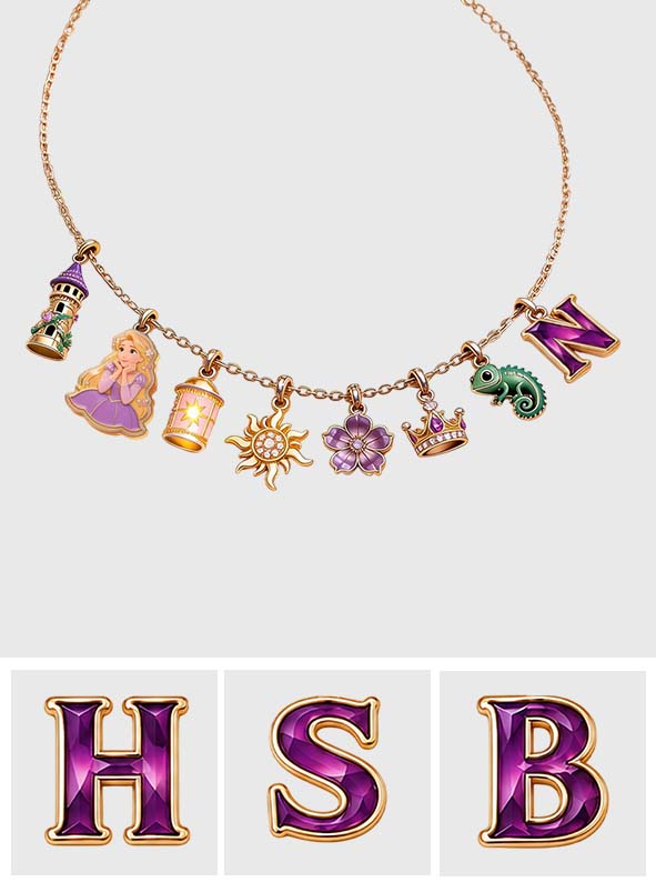 Beautiful Princess With Long Hair - Personalized Beautiful Princess Metal Necklaces With Pendants