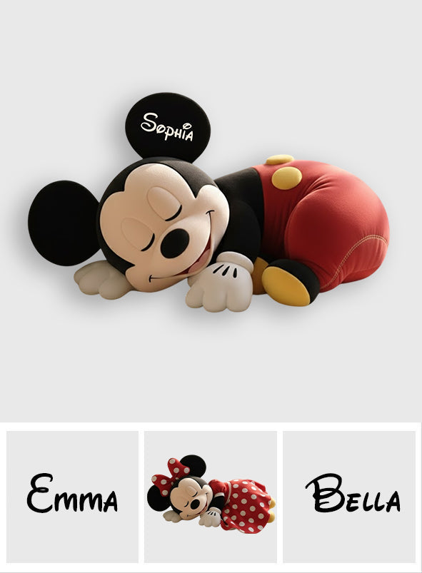 Sleeping Mouse - Personalized Mouse Faux Fur Shaped Pillow